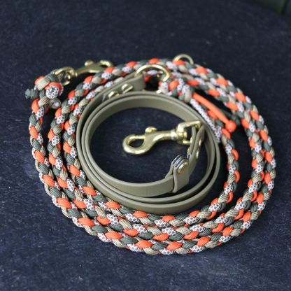 Paracord/ Biothane Leine "Mini" in Olive und Solar