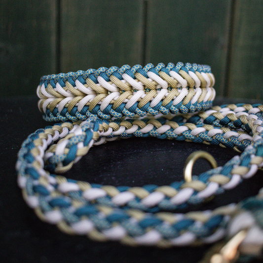 Paracordhalsband "Harmony" in Teal und Gold