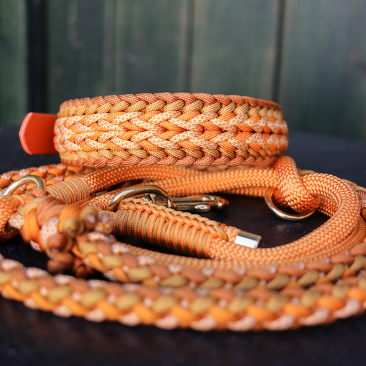 Paracordhalsband "Juno" in Apricot und Amber