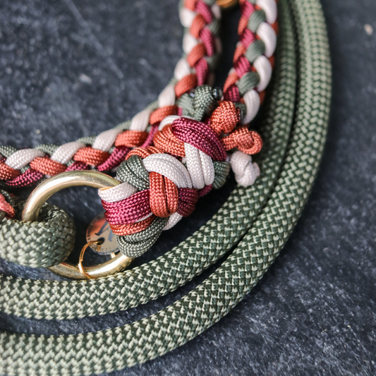 Paracord/Tau Leine in Olive und Rust