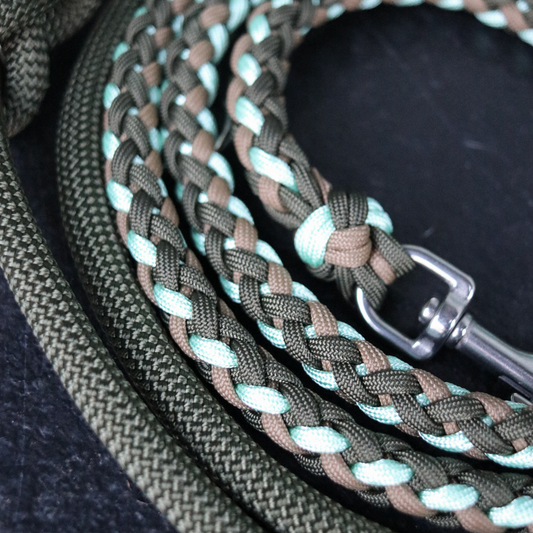 Paracord/Tau Leine "Gaucho" in Olive und Frosted Mint