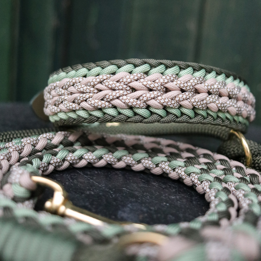 Paracordhalsband "Juno" in Olive und Mocca