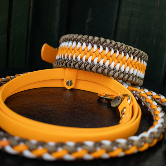 Paracordhalsband "Lilith" in Goldbraun und Orange