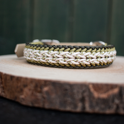 Paracordhalsband "Juno" Typ 1 in Olive und Moos