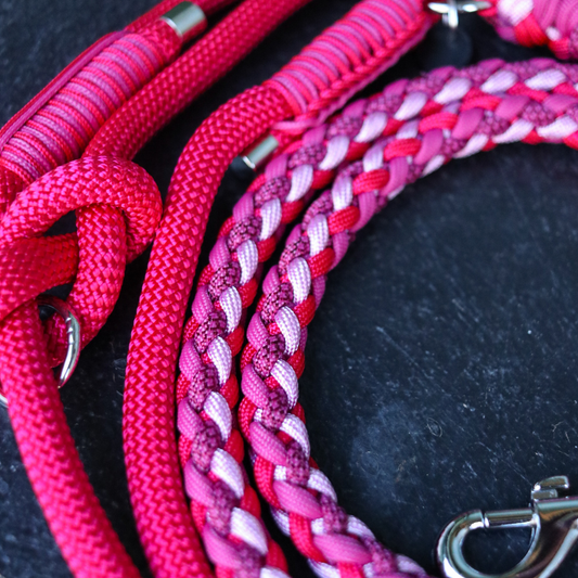 Paracord/Tau Leine "Gaucho" in Red Velvet und Fuchsia