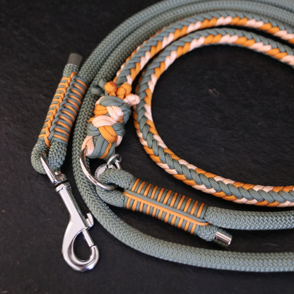 Paracord/ Tau Leine "Herringbone" in Foggy und Melon