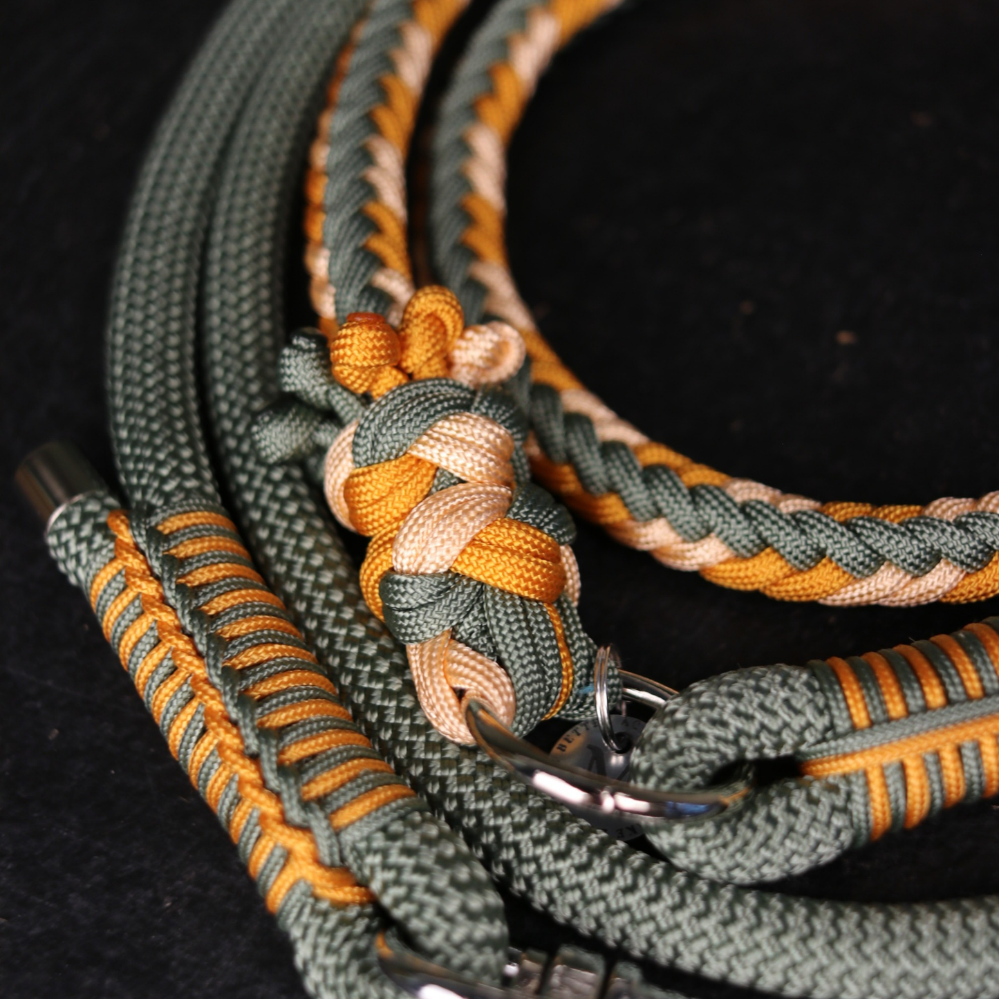 Paracord/ Tau Leine "Herringbone" in Foggy und Melon