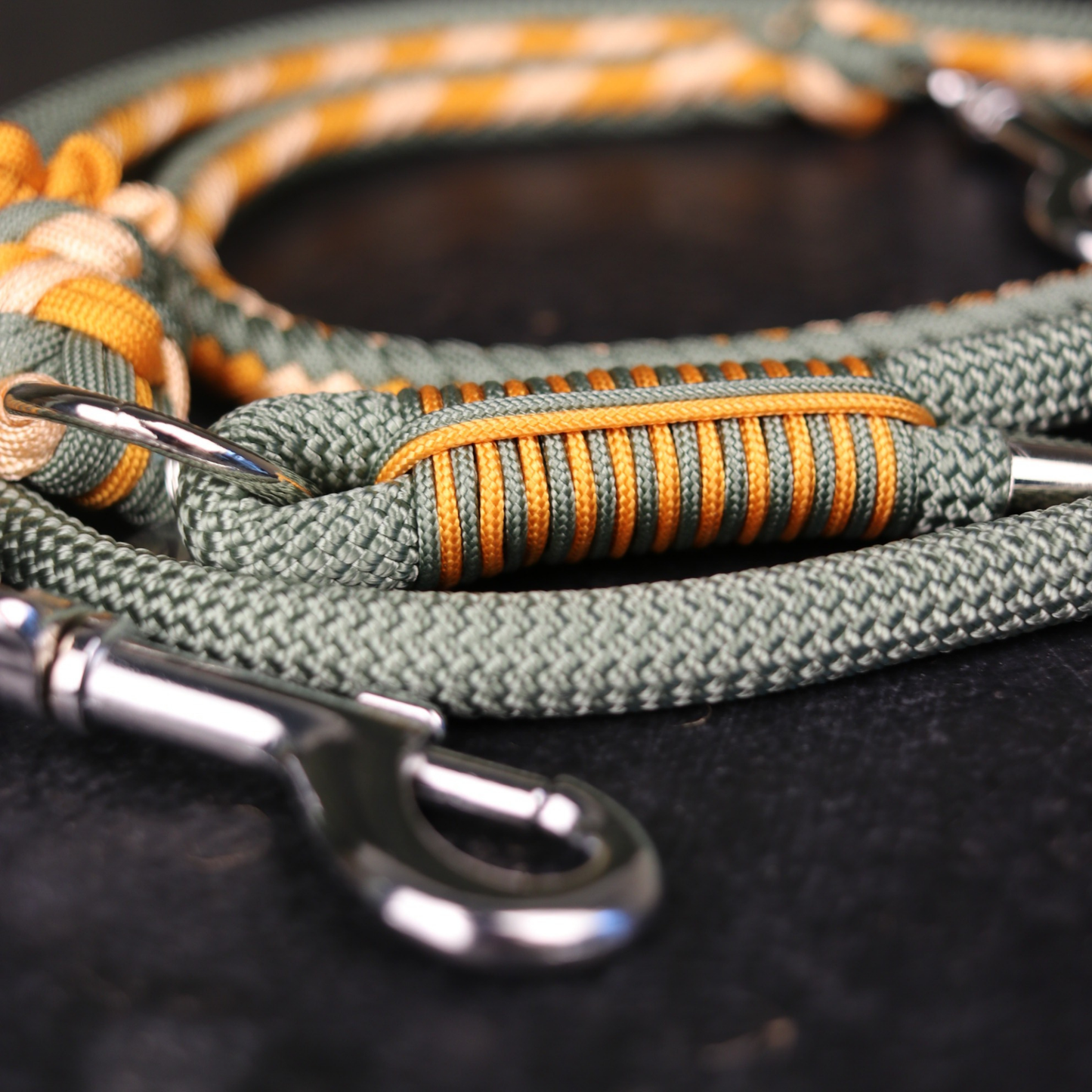 Paracord/ Tau Leine "Herringbone" in Foggy und Melon