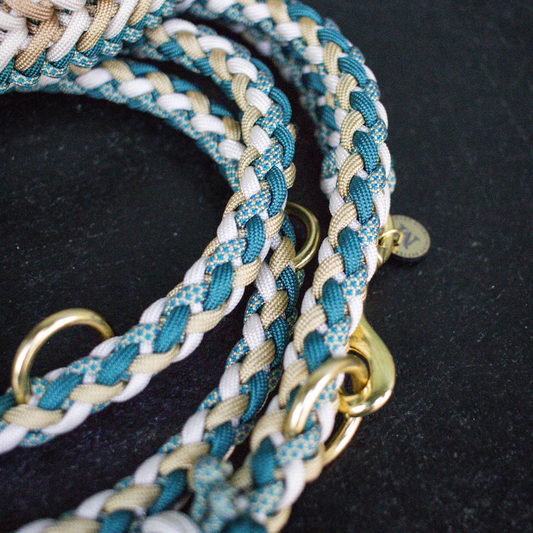 Paracordleine "Gaucho"  in Teal und Gold